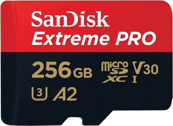 free ads بطاقة SanDisk microSD فائقة السرعة 256 جيجابايت للتصوير بدقة 4K على الهواتف الذكية والكاميرات الحرارية والطائرات بدون طيار، سرعة القراءة 200 ميجابايت/ثانية، سرعة الكتابة 140 ميجابايت/ثانية
