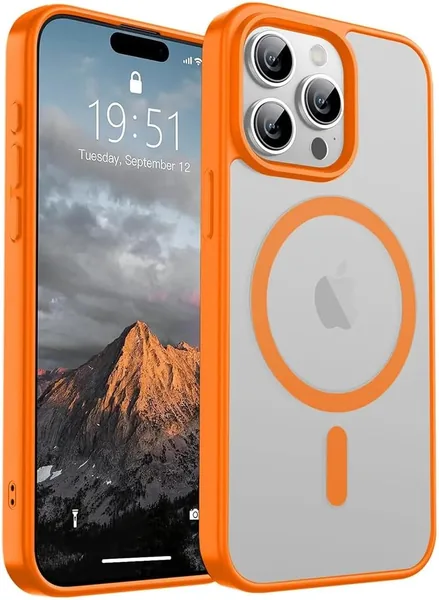 free ads حالة مغناطيسية Fekra لـ iPhone 16 Pro Max مع دعم MagSafe، غطاء حماية هاتف صدمي بإطار TPU مات، لون صلب