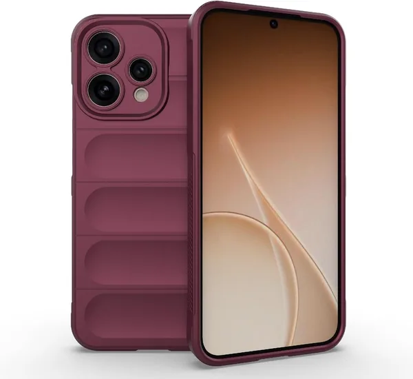 free ads حالة هاتف واقية سحرية Magic Shield من TPU + السيليكون غير السوداء المضادة للصدمات لهاتف Oppo Reno 15 5G (لون النبيذ الأحمر)