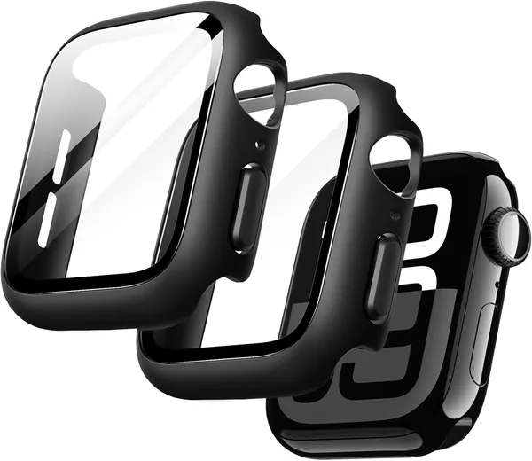 free ads حالة JETech مع حامي الشاشة لـ Apple Watch Series 11/10 46 مم، غطاء وقائي كامل، فيلم زجاج مقوى مدمج