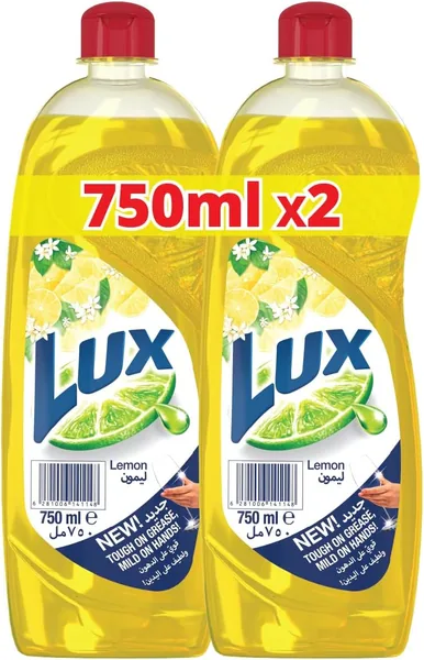 free ads سائل غسل الأطباق لوكس بالليمون، 750 مل x 2، للتنظيف المتألق للأواني، قوي على الدهون لطيف على اليدين – أفضل عرض