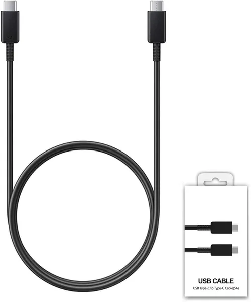 free ads كابل أصلي سامسونج جالاكسي – كابل USB-C أسود بطول 180 سم – شحن سريع C إلى C للجالاكسي S25 وS24 وS23 وS22 بلس