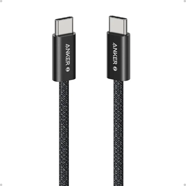 free ads كابل أنكر زولو USB C إلى USB C، كابل شحن سريع من نوع C مقاوم للأتربة، مصمم نحيف لمجموعة iPhone 17/16، أسود