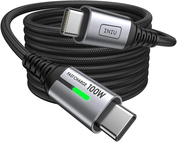 free ads كابل INIU USB C، 2 متر 100W شحن سريع فائق، كابل شحن Type-C للهواتف iPhone 17 و 16 و 15 – 8% تخفيض
