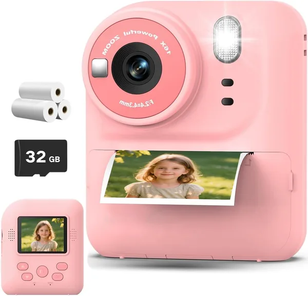 free ads كاميرا أطفال ماسرو الفورية للطباعة، كاميرا فيديو رقمية بدقة 1080P للأطفال من عمر 3-12 سنوات، هدايا عيد الميلاد وعيد الميلاد