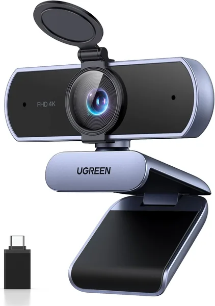 free ads كاميرا ويب UGREEN FineCam 4K مع ميكروفون، غطاء خصوصية مدمج، تركيز تلقائي، كاميرا بث USB Plug and Play للكمبيوتر