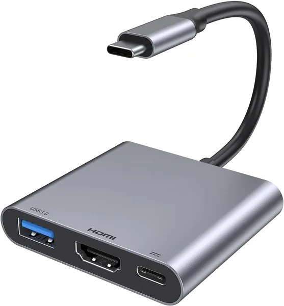 free ads محول USB C إلى HDMI مع مخرج 4K، محول هاب Type-C 3.0 شحن PD، منفذ AV رقمي USB-C للآيفون 15 برو