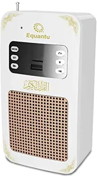 free ads مكبر صوت القرآن الذكي Equantu مع منفذ جداري ذكي – بلوتوث/ضوء LED/راديو/منفذ USB وSD – 7% خصم