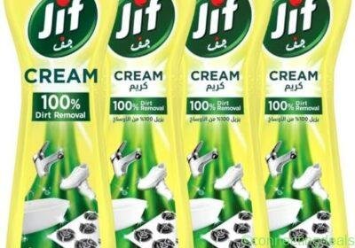 free ads منظف كريمي JIF، ليمون، 500 مل × 4، بتكنولوجيا البلورات الدقيقة، يزيل الدهون المحروقة و بقع الترسبات وتكلس الماء in Qatar