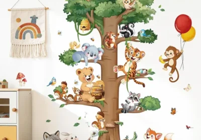 free ads Decalmile Children's Room Wall Sticker Forest Animals Tree Large Ours Fox Rabbit Squirrel Baby Best Deal in Singapore