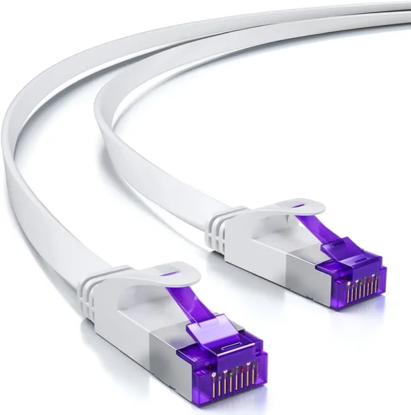 free ads DeleyCON 10m Płaski Kabel Sieciowy CAT7 (Cat 7, 10 Gbit/s) Gigabit LAN – RJ45 Patchkabel