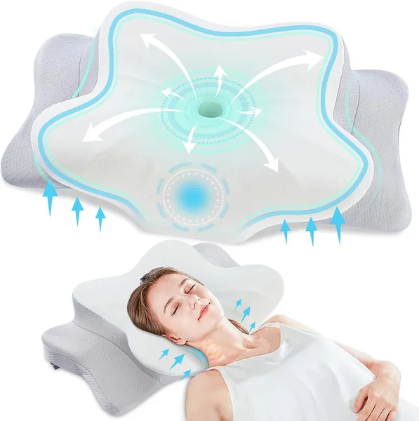 free ads DONAMA Ergonomisches Nackenkissen mit Armauflage, 6-Zonen-Kontur, kühlend & atmungsaktiv, 2 Höhen – Best Deal