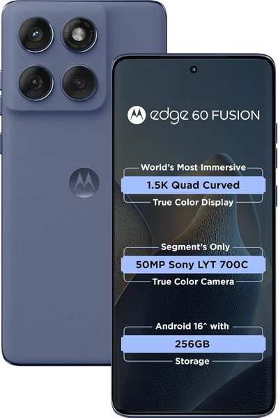 free ads मोटोरोला एज 60 फ्यूजन 5G (पैंटन स्लिपस्ट्रीम, 8GB RAM, 128GB स्टोरेज) | 6.67 इंच क्यूर्व्ड 1.5K pOLED डिस्प्ले | 50MP+13MP रियर