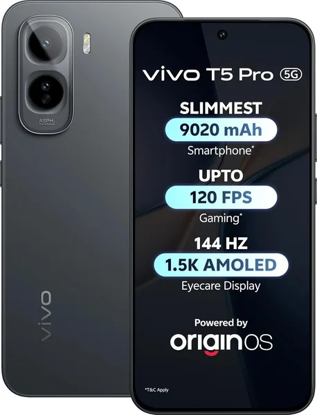 free ads विवो T5 प्रो 5G (कॉस्मिक ब्लैक, 8GB रैम, 256GB स्टोरेज) | 50MP कैमरा | 6.83 इंच FHD+ AMOLED डिस्प्ले | सनड्रॉइड 7s जेन 4 | 9020m