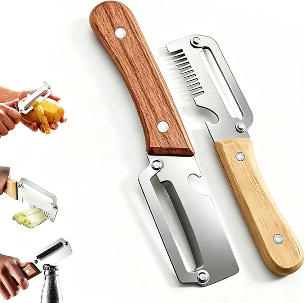 free ads Elite Gourmet Peeling and Garnishing Set, Multi-Functional Vegetable Peeler & Shredder for Kitchen U