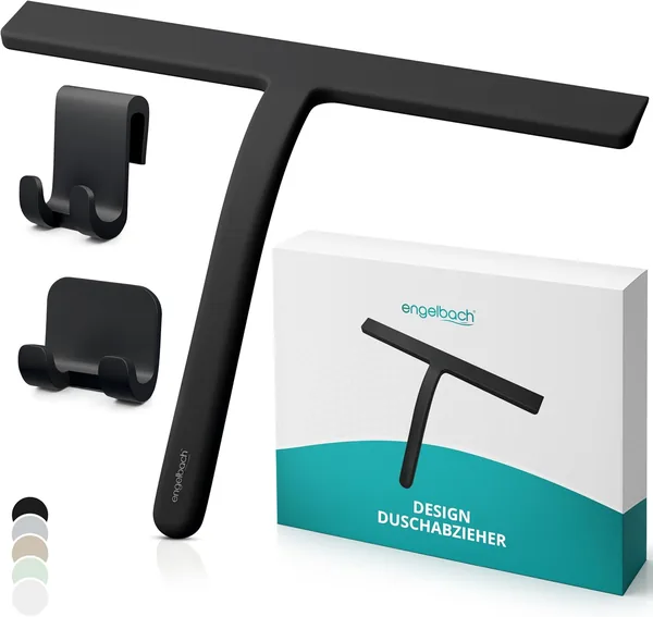 free ads Engelbach® Duschabzieher Black – Streifenfreier Abzieher ohne Quietschen – Ergonomischer Duschabzieher mit Rutschfestem Griff