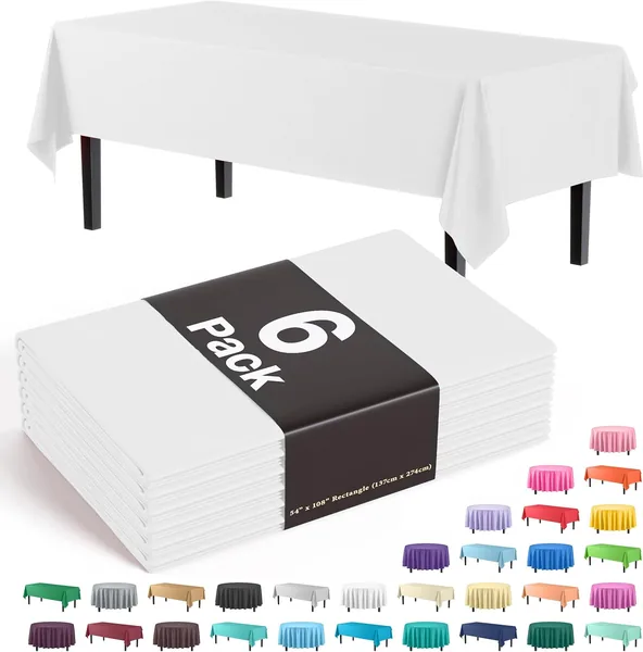 free ads Exquisite Party 6-Pack White Rectangle Tablecloth – Best Deal