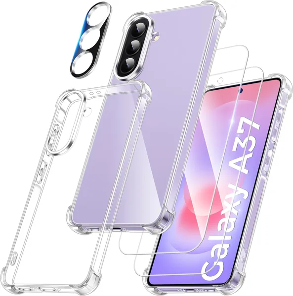 free ads FLLAO Étui 4 en 1 pour Samsung Galaxy A37 5G avec 2 Verres Trempés et 1 Protection Caméra, [Coussin d’Air Intégré] Anti-Rayures