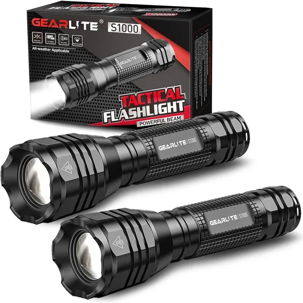 free ads GEARLITE LED Torch 2 Pack – 4000 Lumen, Waterproof & Battery Operated