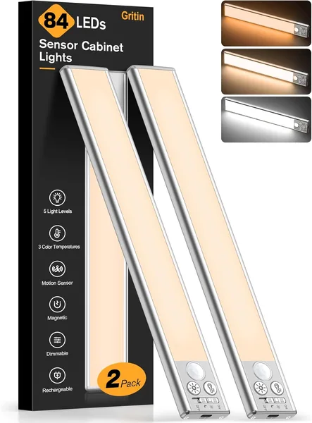 free ads Gritin Motion Lights 2 Pack – 3 Color Under Cabinet Lighting Best Deal