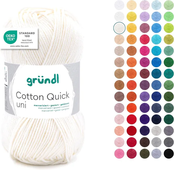 free ads Gründl Quick Plain Cotton Wolle, Dünne Wolle zum Häkeln und Stricken, Häkelgarn, Crochet Garn, Glänzend und Hautfreundlich, 100% Baumwolle
