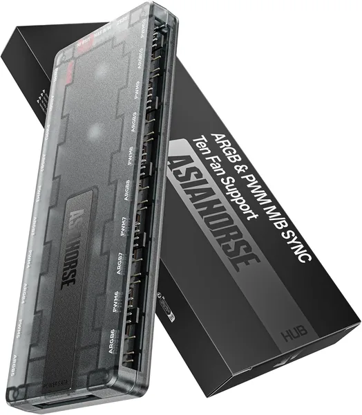 free ads Hub de ventiladores PC AsiaHorse UMBRA ARGB PWM con software exclusivo, detección LED automática y lienzo, 10 puertos 5V 3 pines ARGB