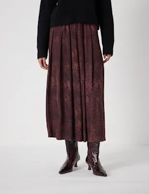 free ads HUSH Animal Print Pleated Midi Skirt