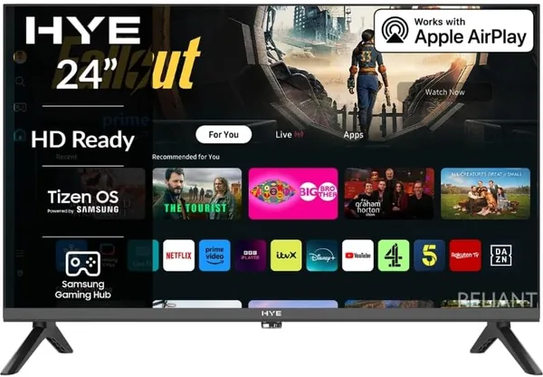 free ads HYE TV – Smart TV, 24″ Screen Size, HD Ready Resolution, Apple AirPlay, Samsung Tizen OS & Gaming Hu