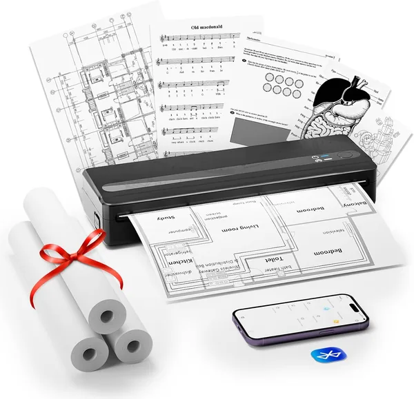 free ads Imprimante thermique portable BORN4SHIP PB821 A4, sans encre, Bluetooth & USB, 3 rouleaux
