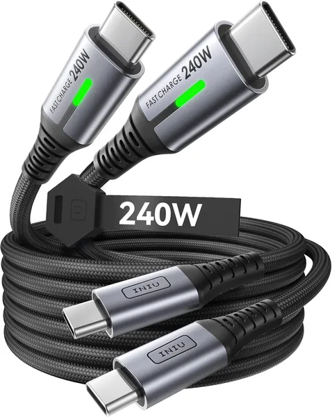 free ads INIU 240 W USB C Kabel, [Packung mit 2] 2 m PD Schnellladekabel USB C auf USB C, Nylongeflochtenes Ladekabel USBC für iPhone