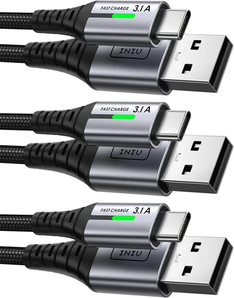 free ads INIU USB zu USB C Kabel (3 Stück: 2m/2m/0,5m), Lade-USB-C Nylon Datenkabel, 3.1A PD Schnellladekabel USB-C für Samsung iPhone