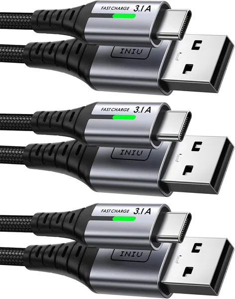 free ads INIU USB zu USB C Kabel (3 Stück: 2m/2m/0,5m), Lade-USB-C Nylon Datenkabel, 3.1A PD Schnellladekabel USB-C für Samsung iPhone
