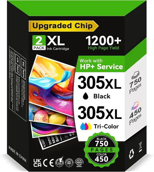 free ads INKWELLZ 305XL BK/CMY – 750+ Pages, Cartouches d’encre de rechange pour HP DeskJet 305, Noir et Couleur