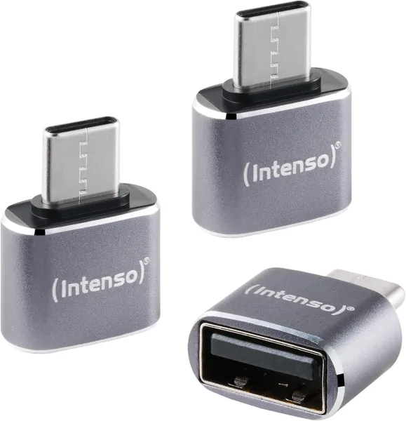 free ads Intenso USB A auf USB-C (A480C) 3er Pack – 480 Mbps High Speed USB 2.0 OTG Aluminium Adapter – Grau, 38% Rabatt