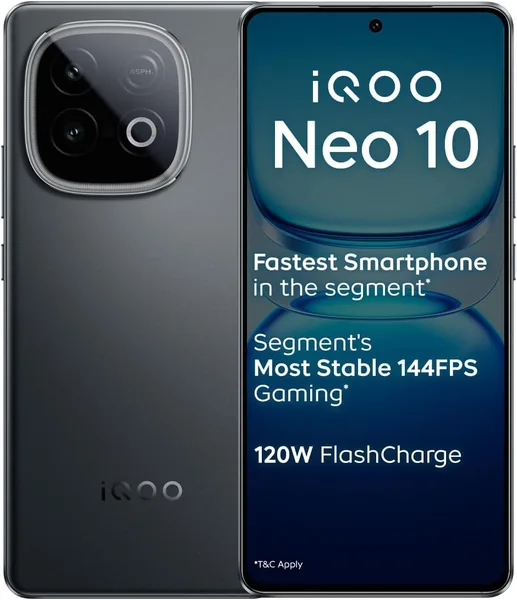 free ads iQOO Neo 10 (Asphalt Black, 8GB RAM, 256GB Storage) | दुनिया का सबसे तेज़ प्रोसेसर Snapdragon 8s Gen 4 और सुपरकंप्यूटिंग के साथ