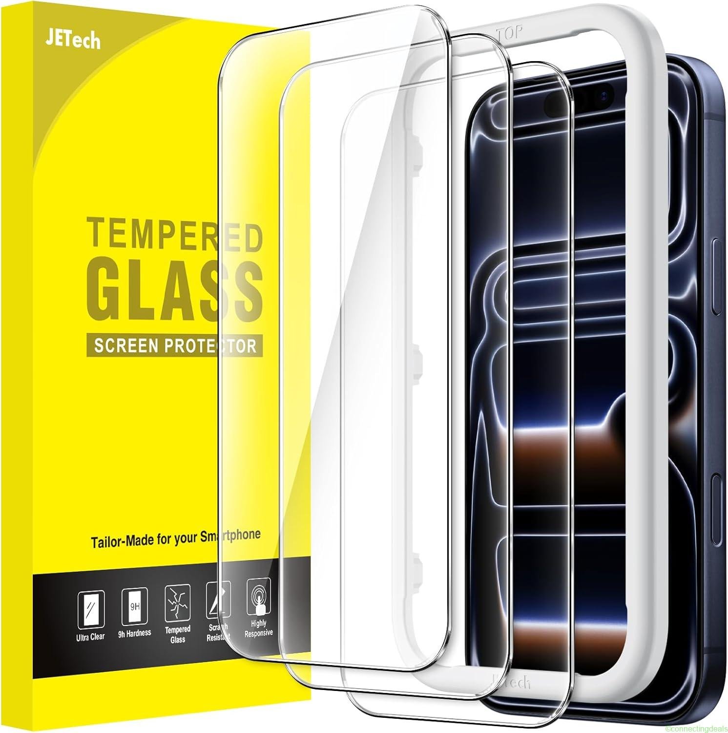 free ads JETech Schermbeschermer voor iPhone 17 Pro 6.3-inch, Tempered Glass Film met Eenvoudige Installatiegereedschap, 9H Hard