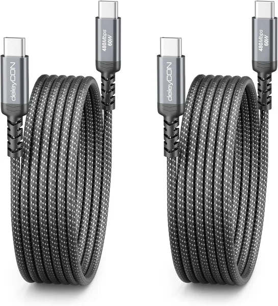 free ads Kable USB-C deleyCON 2x 2m – Szybkie ładowanie PD 3.0 PPS dla iPhone i Galaxy