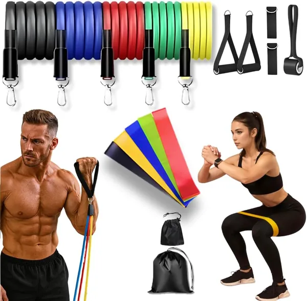 free ads Kit com 17 Peças Elástico Extensor + Miniband para Treino em Casa – Melhor Preço