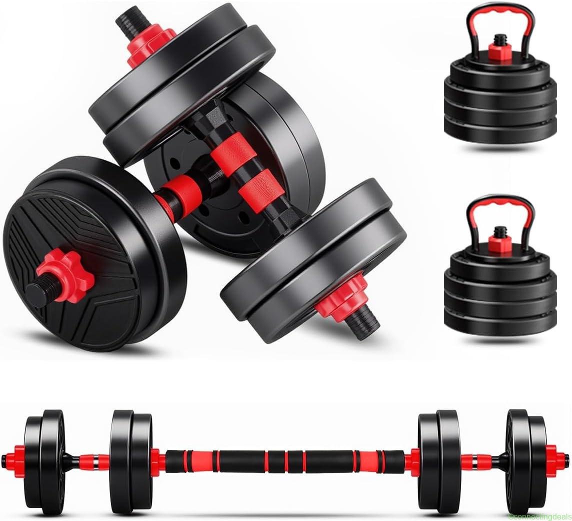 free ads Kit Haltere 6 em 1 Ajustável para Musculação – 15kg Preto – Multifuncional com Barra e Kettlebell Best Deal