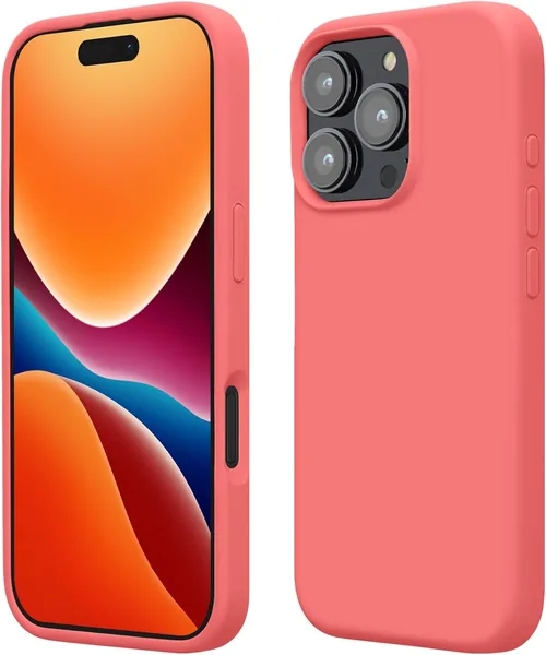 free ads Kwmobile Telefoonhoes Compatibel met Apple iPhone 16 Pro – Zachte Hoes voor Smartphone – Achterkant in Pastel Koraal