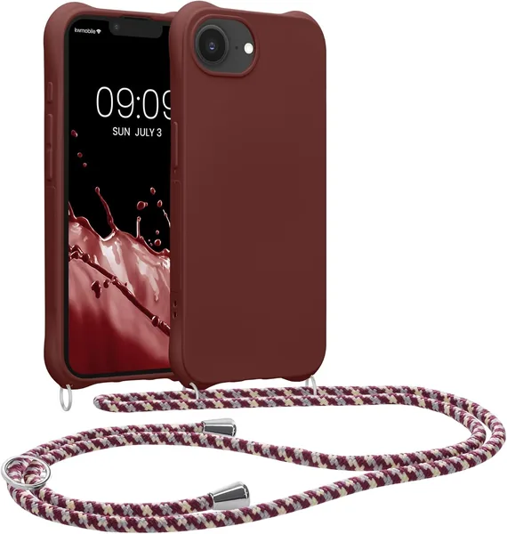 free ads Kwmobile Telefoonhoesje Compatibel met Apple iPhone 17/16 – Case met Koord in Bordeaux-Violet