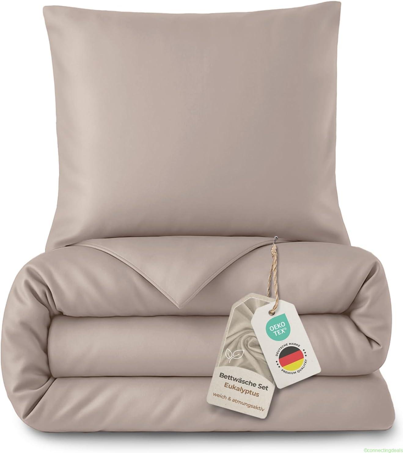 free ads LAYNENBURG Premium Lyocell Bettwäsche 135×200 + Kissenbezug 80×80 cm, 100% Lyocell Tencel aus Eukalyptus – Oeko-TEX zertifiziert