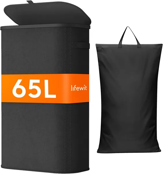 free ads Lifewit Kosz na Pranie z Pokrywą – Wysoki, Składany Kosze na Pranie z Plastikowymi Uchwytami i Wyjmowaną Torbą