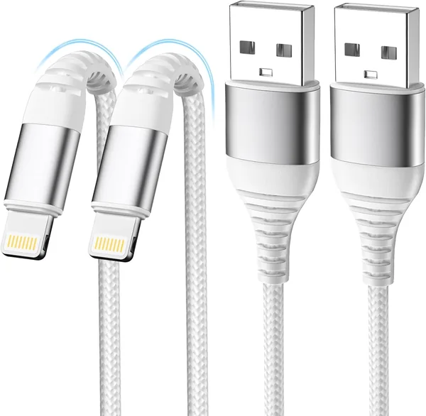free ads LumFocus iPhone Ladekabel, Lightning Kabel [2er Set 1M + 2M] MFi zertifiziert – Nylon USB C Schnellladung