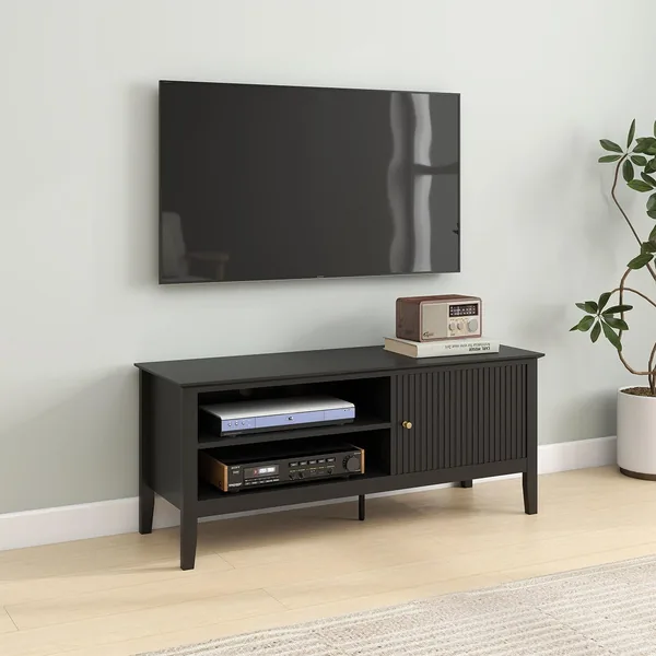 free ads Melody Maison Hales Black TV Cabinet – Large Black Wooden Best Deal