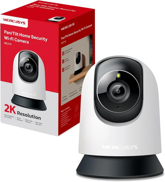 free ads Mercusys MC210 – Cámara Interior Wi-Fi 3MP 2K 360°, Visión Nocturna, Audio de Dos Formas, Detección de Movimiento/Notificaciones/Alarma, Privacidad