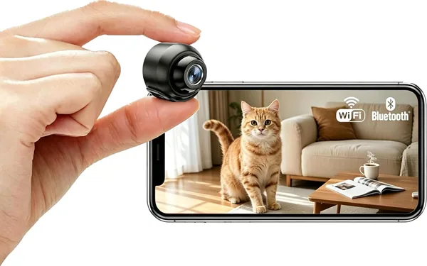 free ads Mini Caméra Espion WiFi HD 1080P Discrète avec Vision Nocturne, Détection de Mouvement, Accès à Distance et Continue