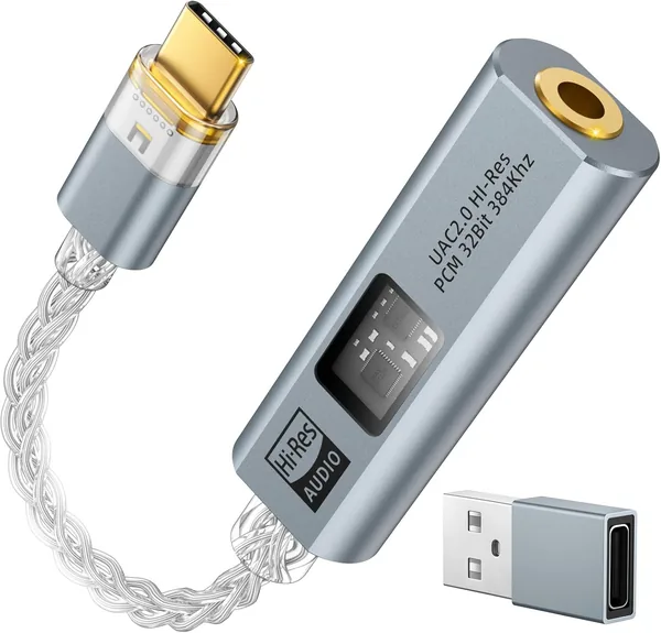 free ads MoKo USB C do 3.5mm Adapter Audio z Dualnym Chipem DAC CX31993 & MAX97220, 32-bit/384KHz, HiFi Zasilacz, Najlepsza Cena