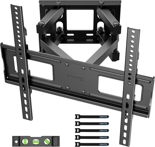 free ads Montage mural BONTEC ajustable et inclinable pour TV LED/LCD/Courbe 23-70 pouces, mouvement complet à double bras