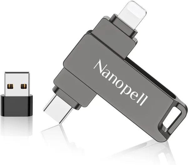 free ads Nanopell USB Stick 256 Go, Clé USB 3 en 1 Compatible avec iPhone, iOS et Android